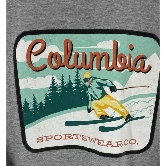 Columbia Mens Shirt Size XL Gray Skiing Mountains Graphic Long Sleeve Tee - Picture 4 of 4